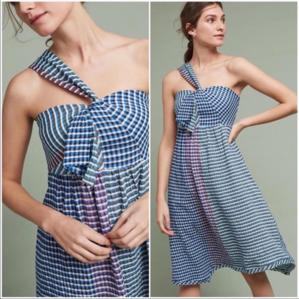 Anthropologie Maeve Waverly One Shoulder Plaid 6